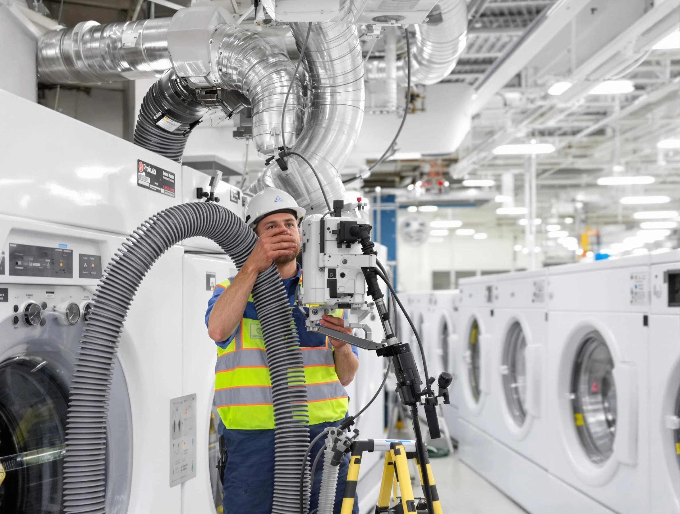 Kennedy Dryer Vent Cleaning team performing commercial-grade dryer vent cleaning at a business facility in Kennedy