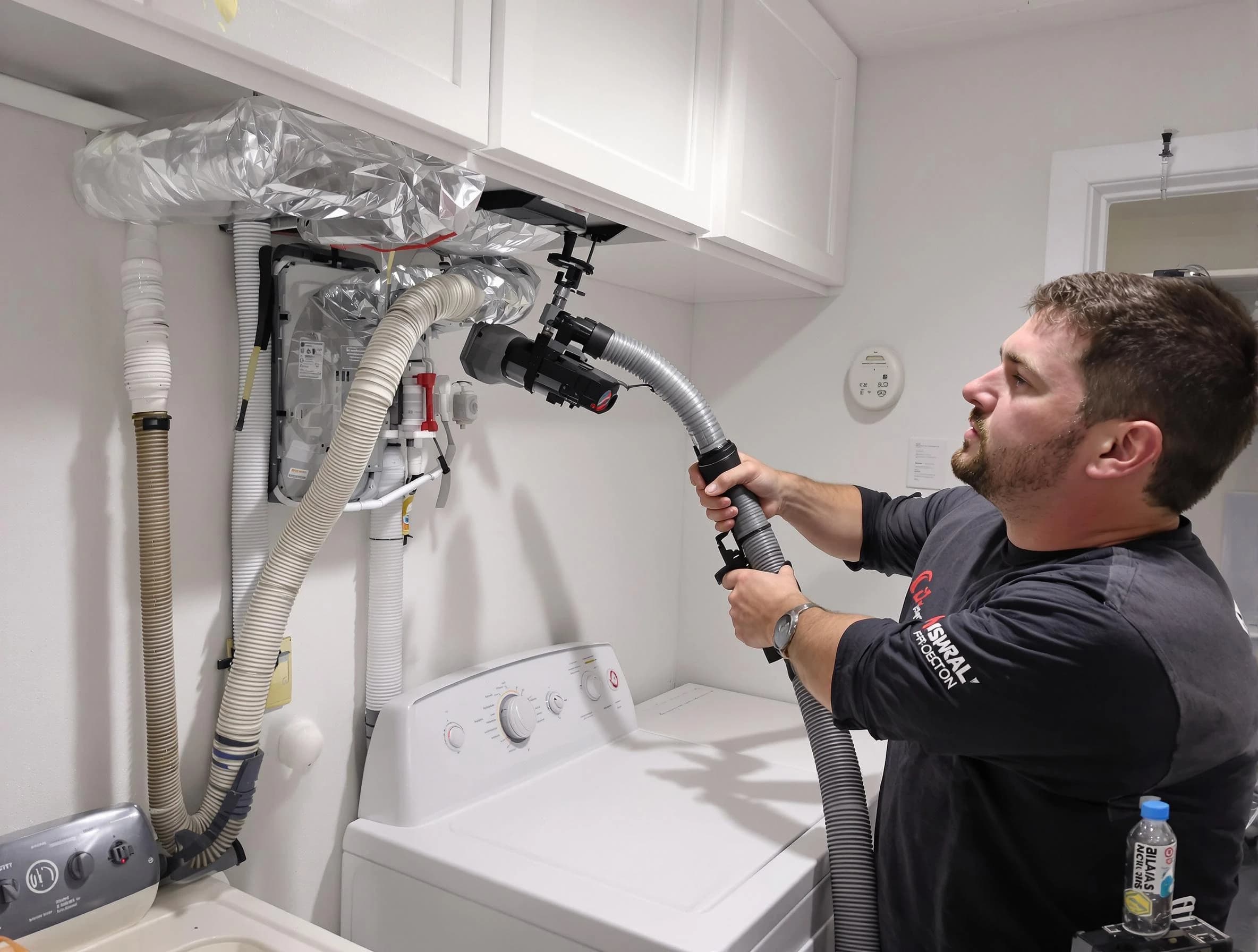 Kennedy Dryer Vent Cleaning certified technician performing safety-focused gas dryer vent cleaning in Kennedy